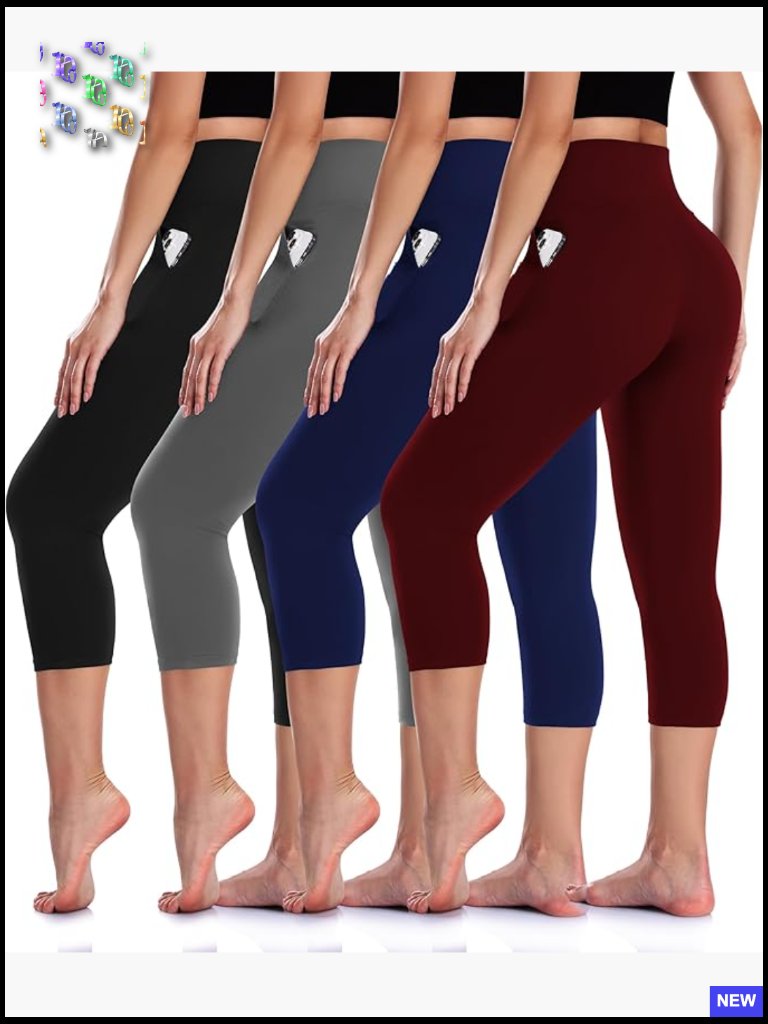 Butt Lift High Waisted Tummy Control Yoga Pants Workout Running Leggings 4 Pack